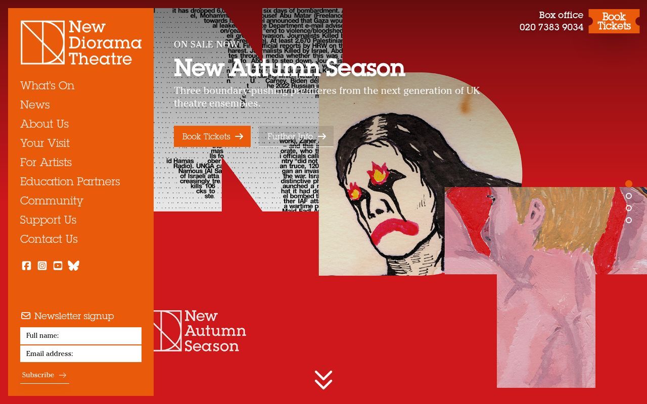 Homepage screenshot of newdiorama.com