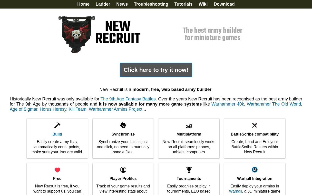 Homepage screenshot of newrecruit.eu