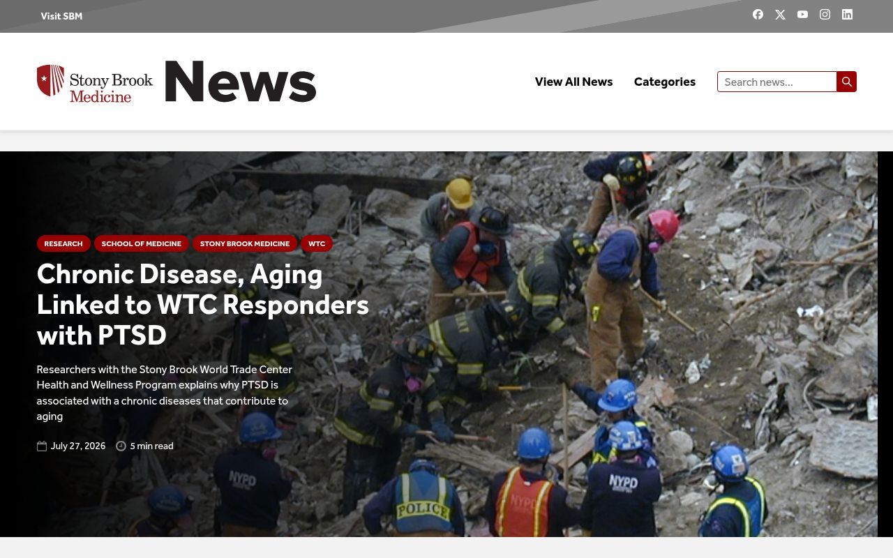 Homepage screenshot of news.stonybrookmedicine.edu