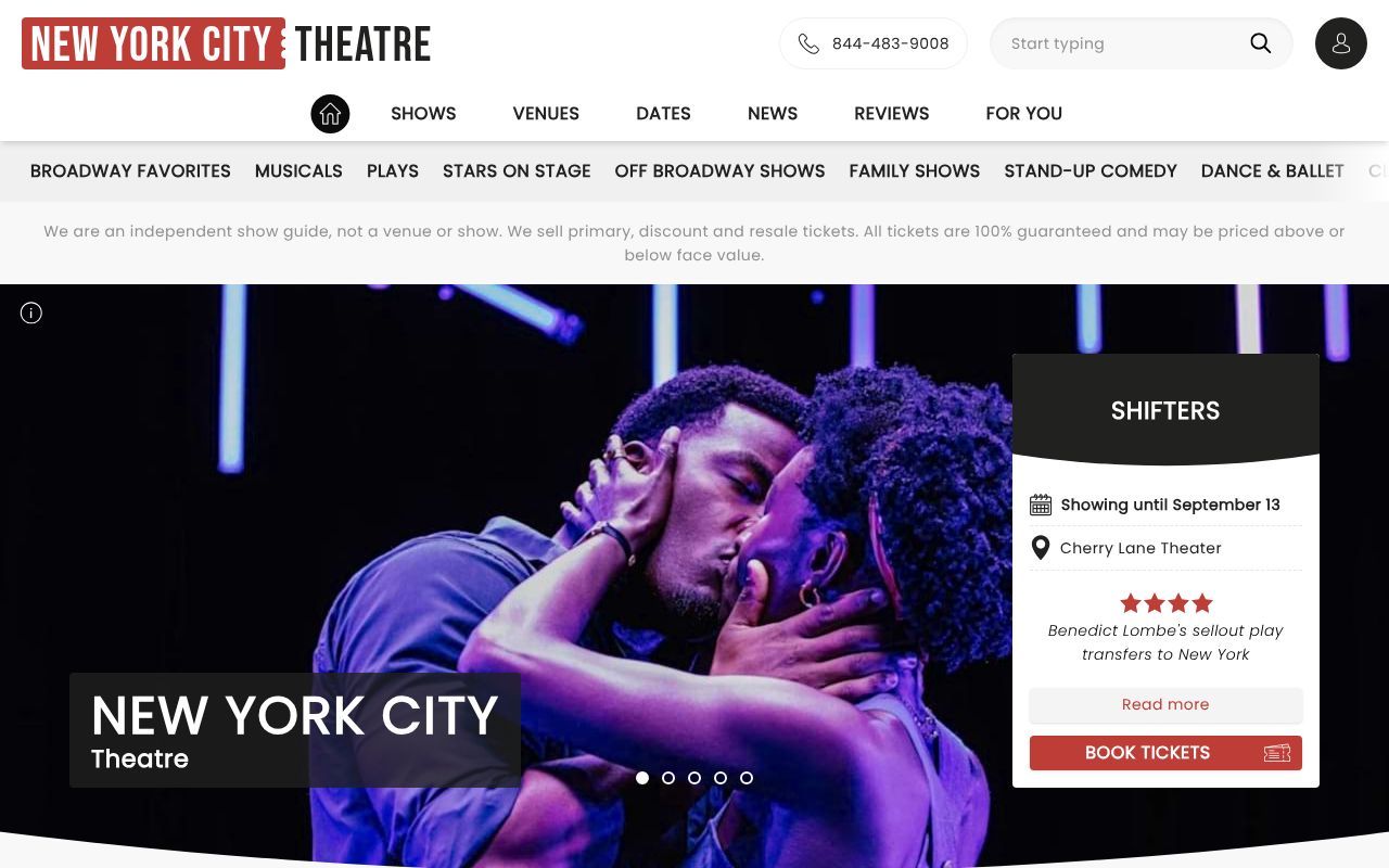 Homepage screenshot of newyorkcitytheatre.com