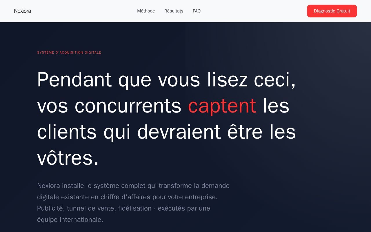 Homepage screenshot of nexiora.ma