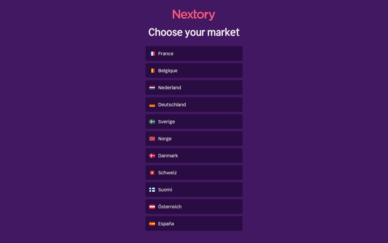 Homepage screenshot of nextory.com