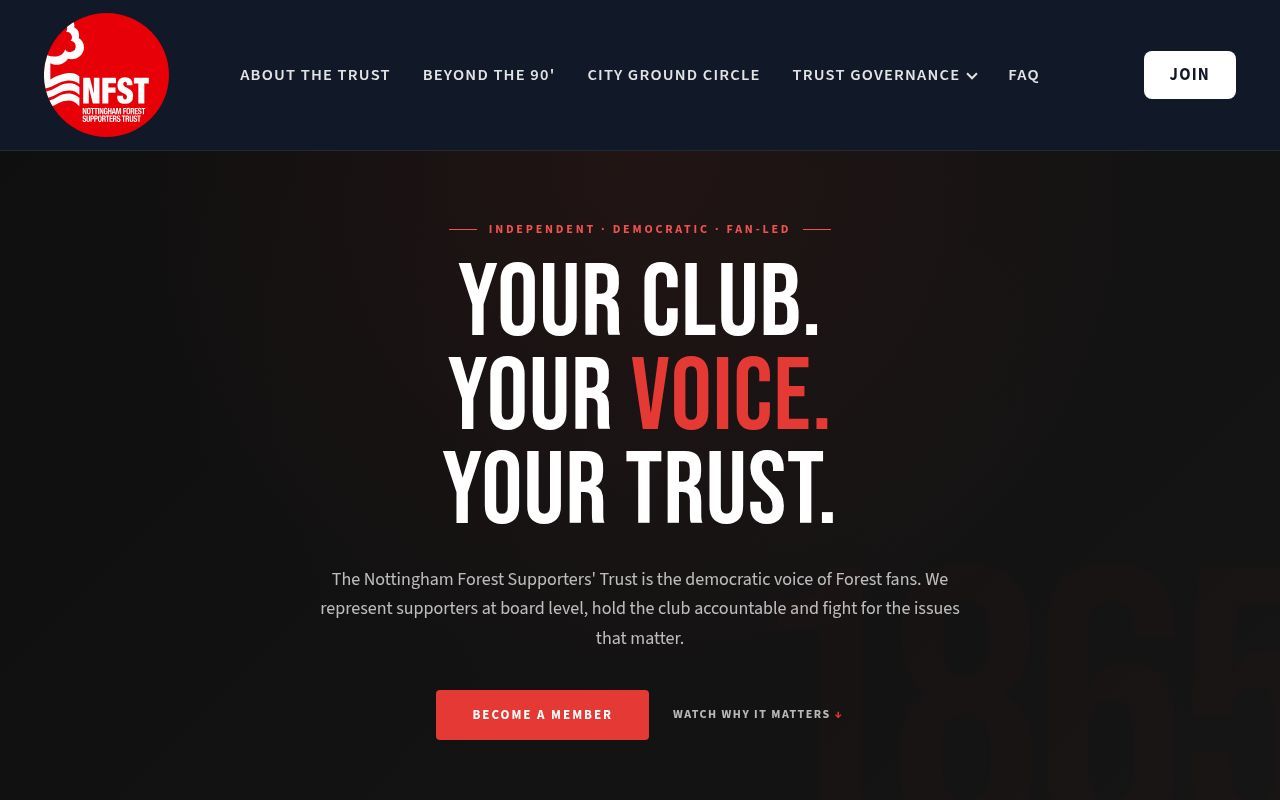 Homepage screenshot of nffctrust.org
