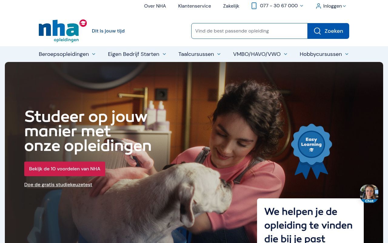 Homepage screenshot of nha.nl