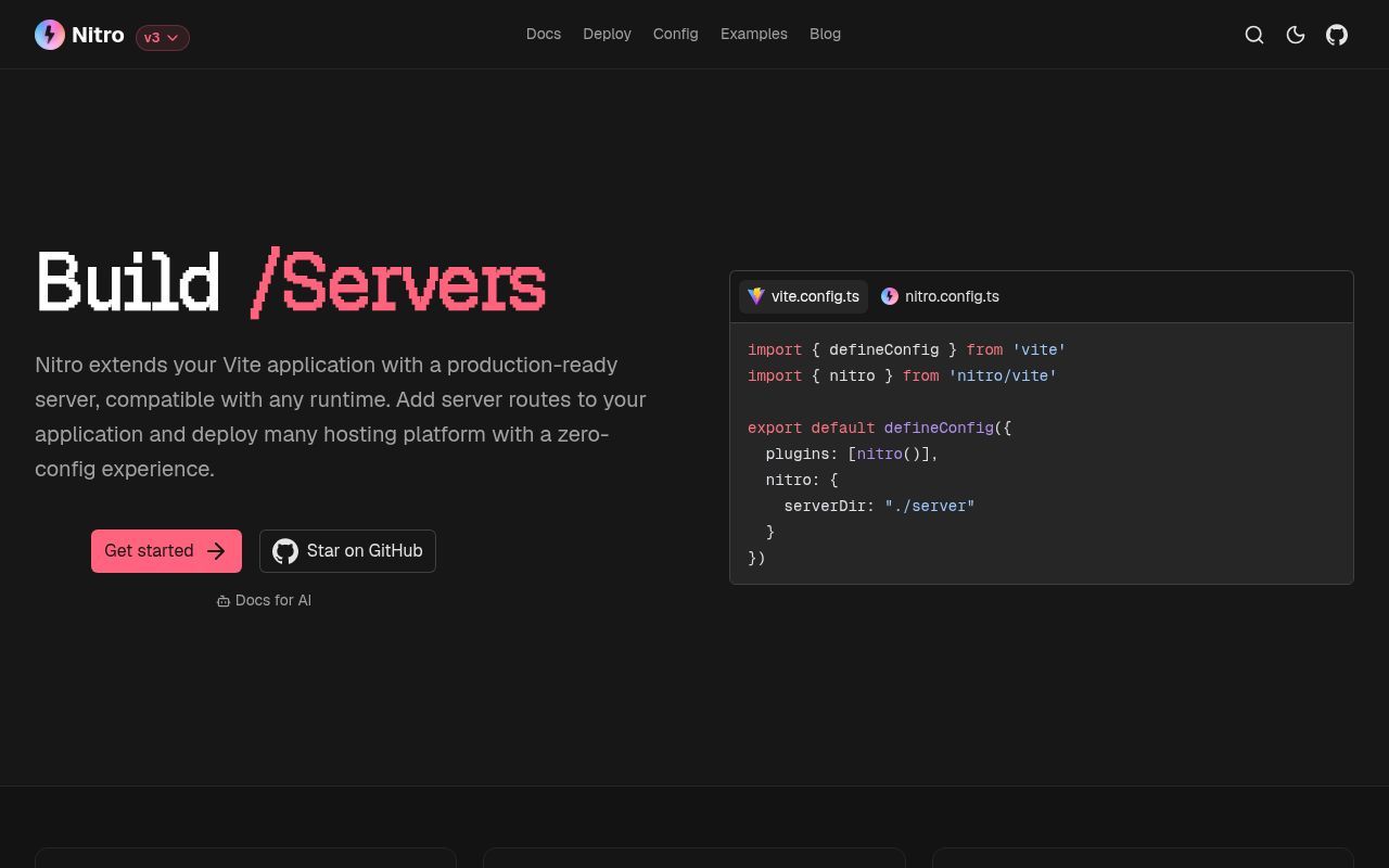 Homepage screenshot of nitro.build