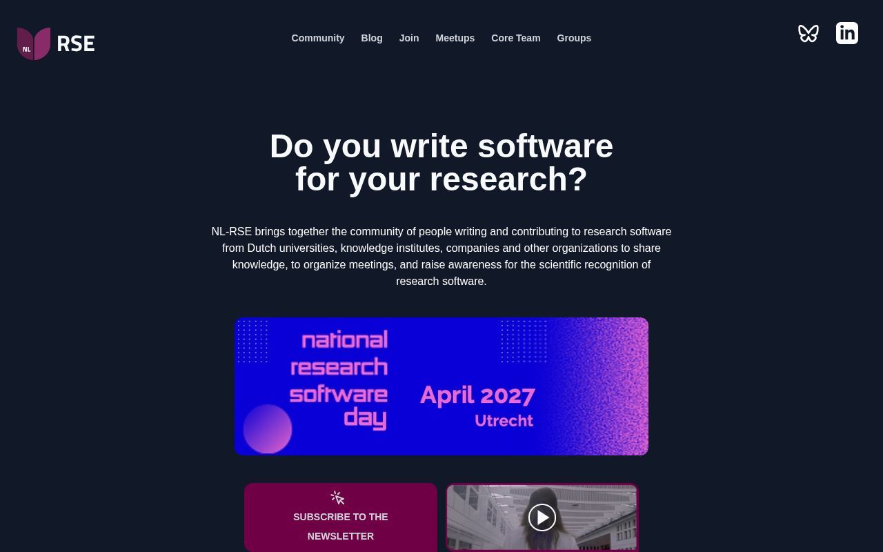 Homepage screenshot of nl-rse.org