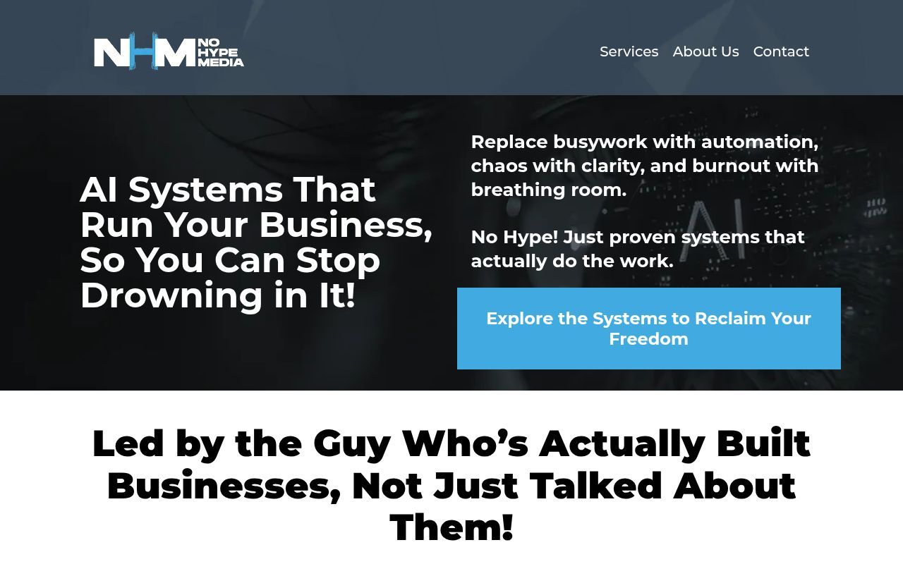 Homepage screenshot of nohypemedia.com