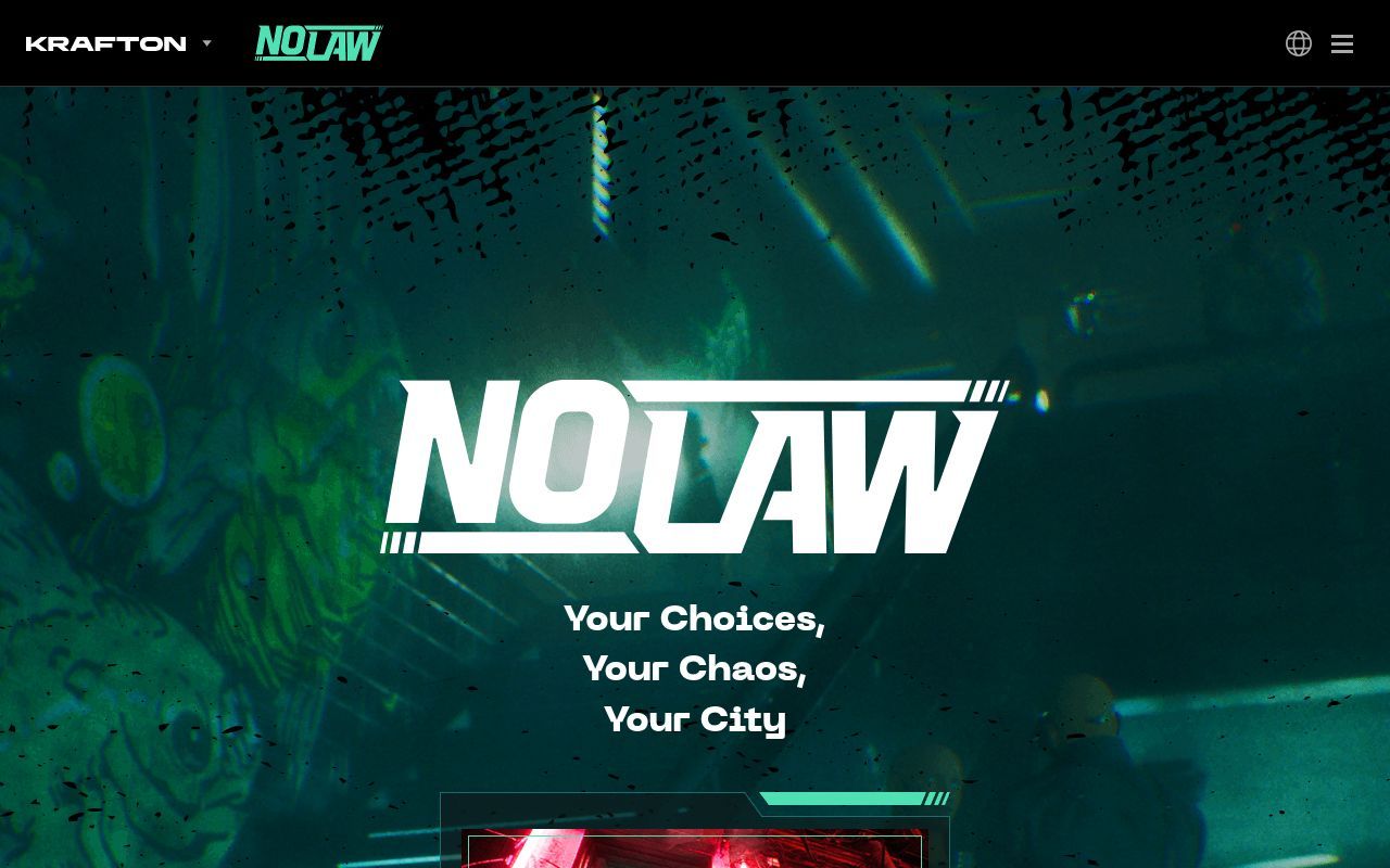 Homepage screenshot of nolawthegame.com