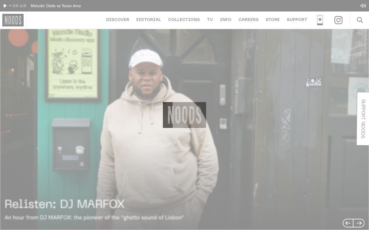 Homepage screenshot of noodsradio.com