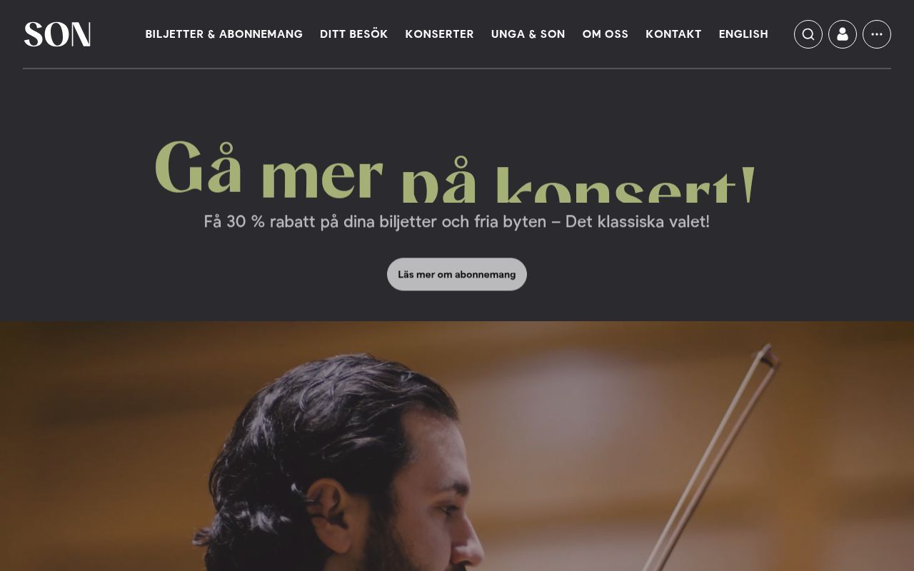 Homepage screenshot of norrkopingssymfoniorkester.se