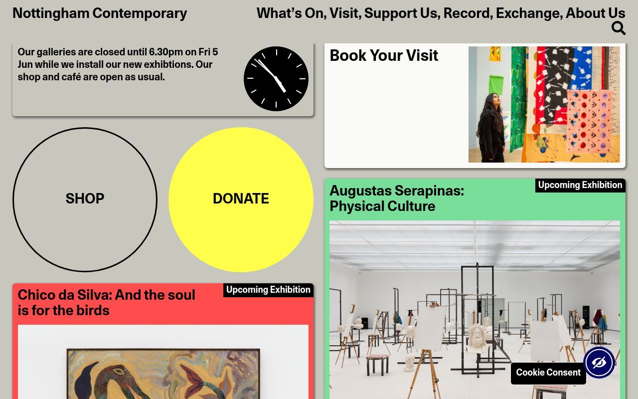 Homepage screenshot of nottinghamcontemporary.org