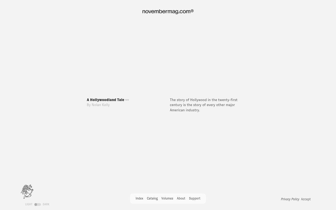 Homepage screenshot of novembermag.com