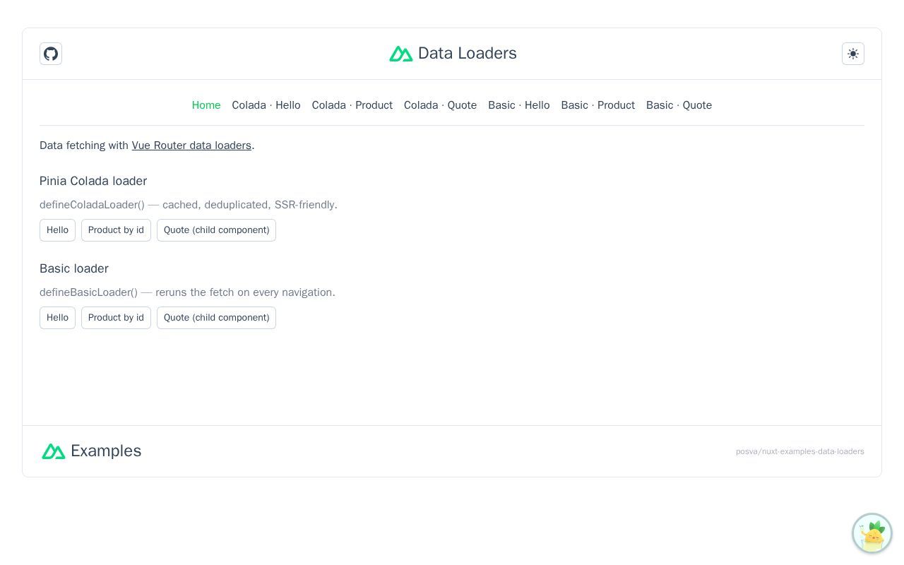 Homepage screenshot of nuxt-examples-data-loaders.vercel.app