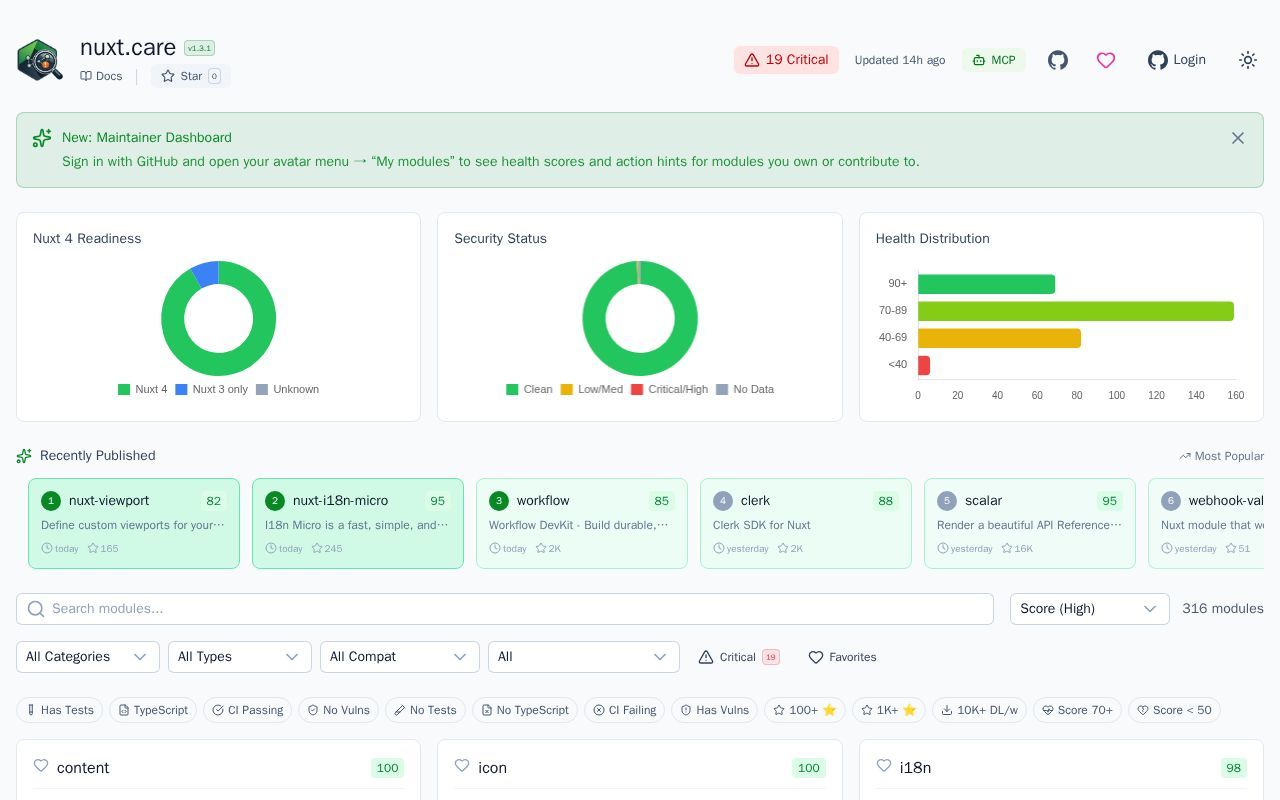 Homepage screenshot of nuxt.care