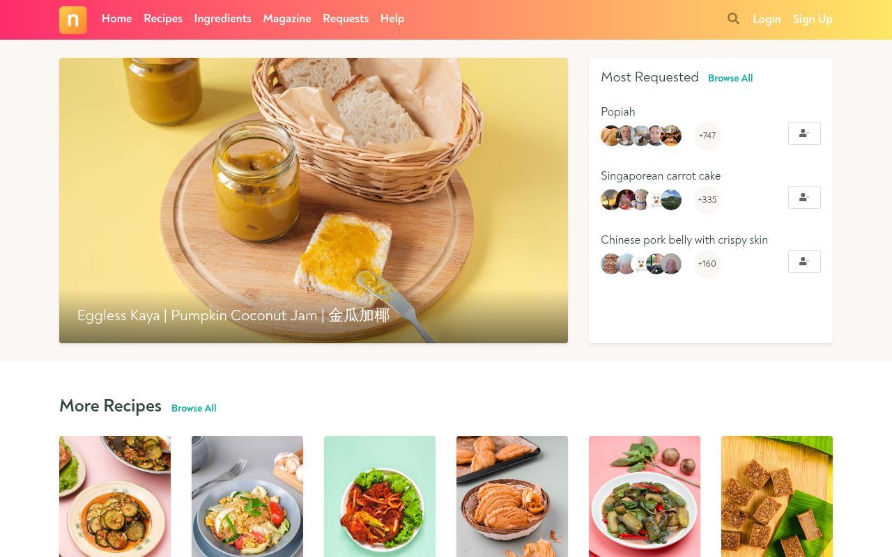 Homepage screenshot of nyonyacooking.com