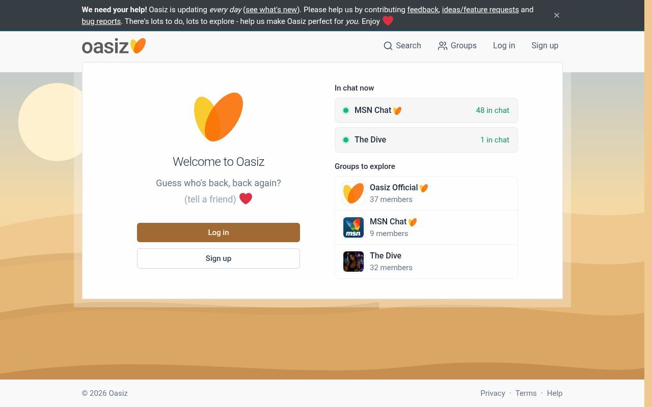 Homepage screenshot of oasiz.com
