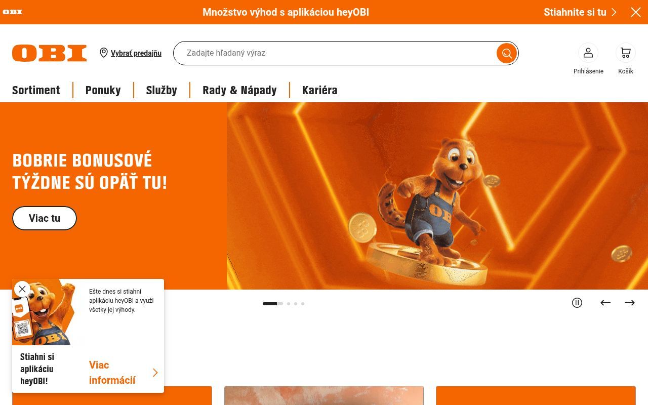 Homepage screenshot of obi.sk