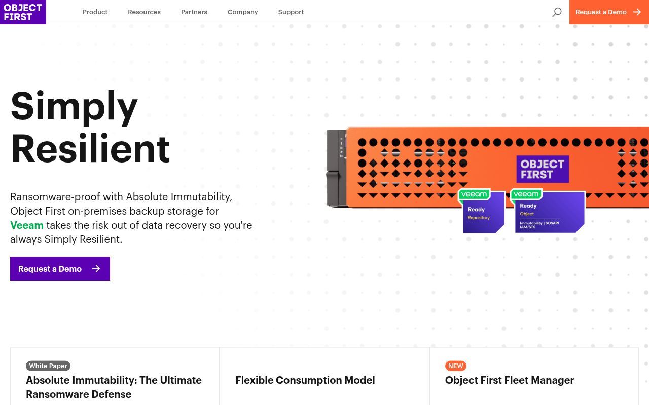 Homepage screenshot of objectfirst.com