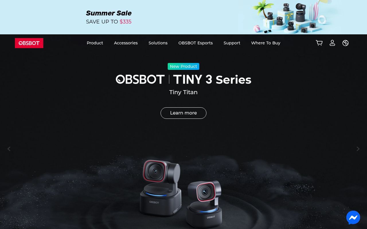 Homepage screenshot of obsbot.com