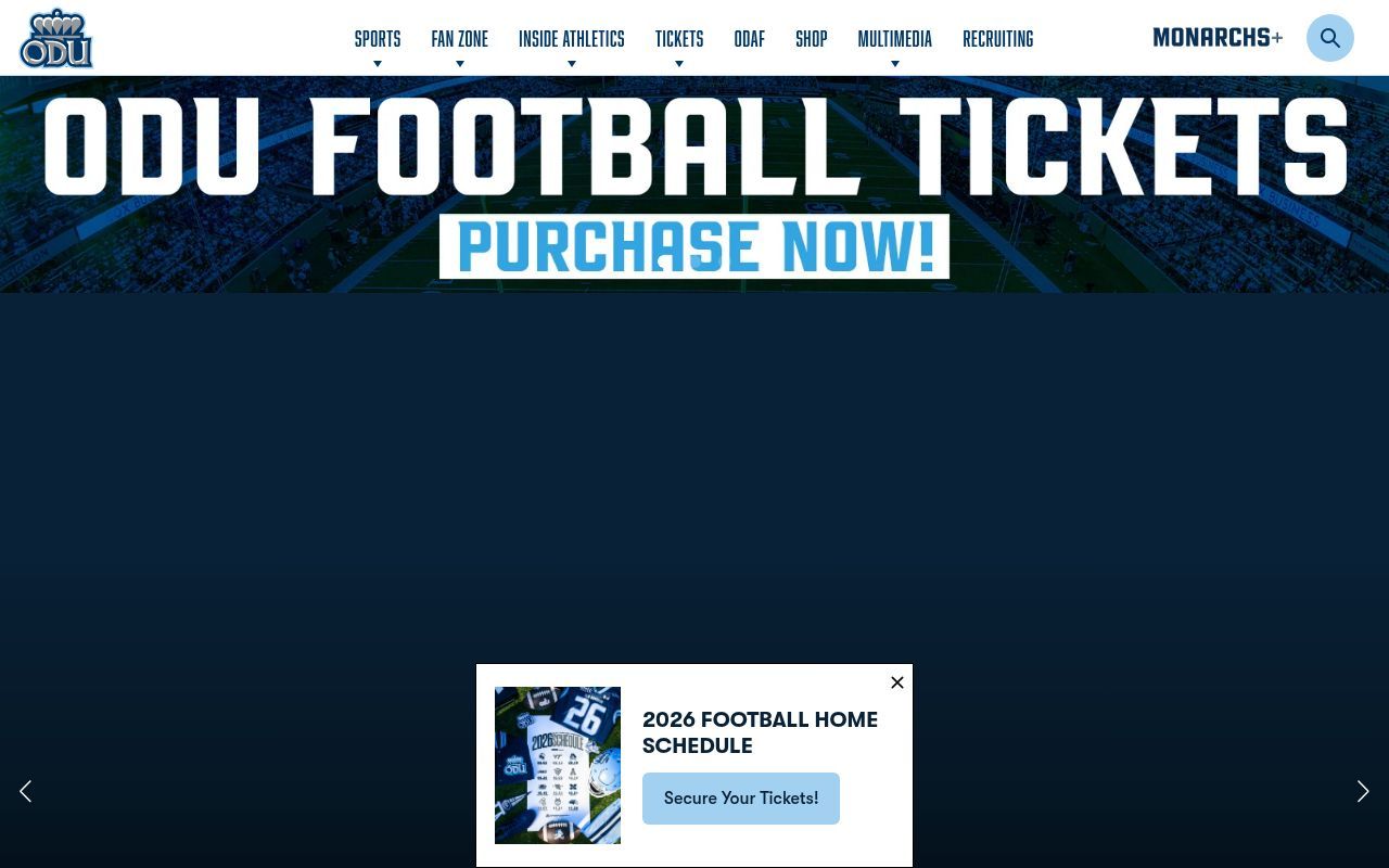 Homepage screenshot of odusports.com