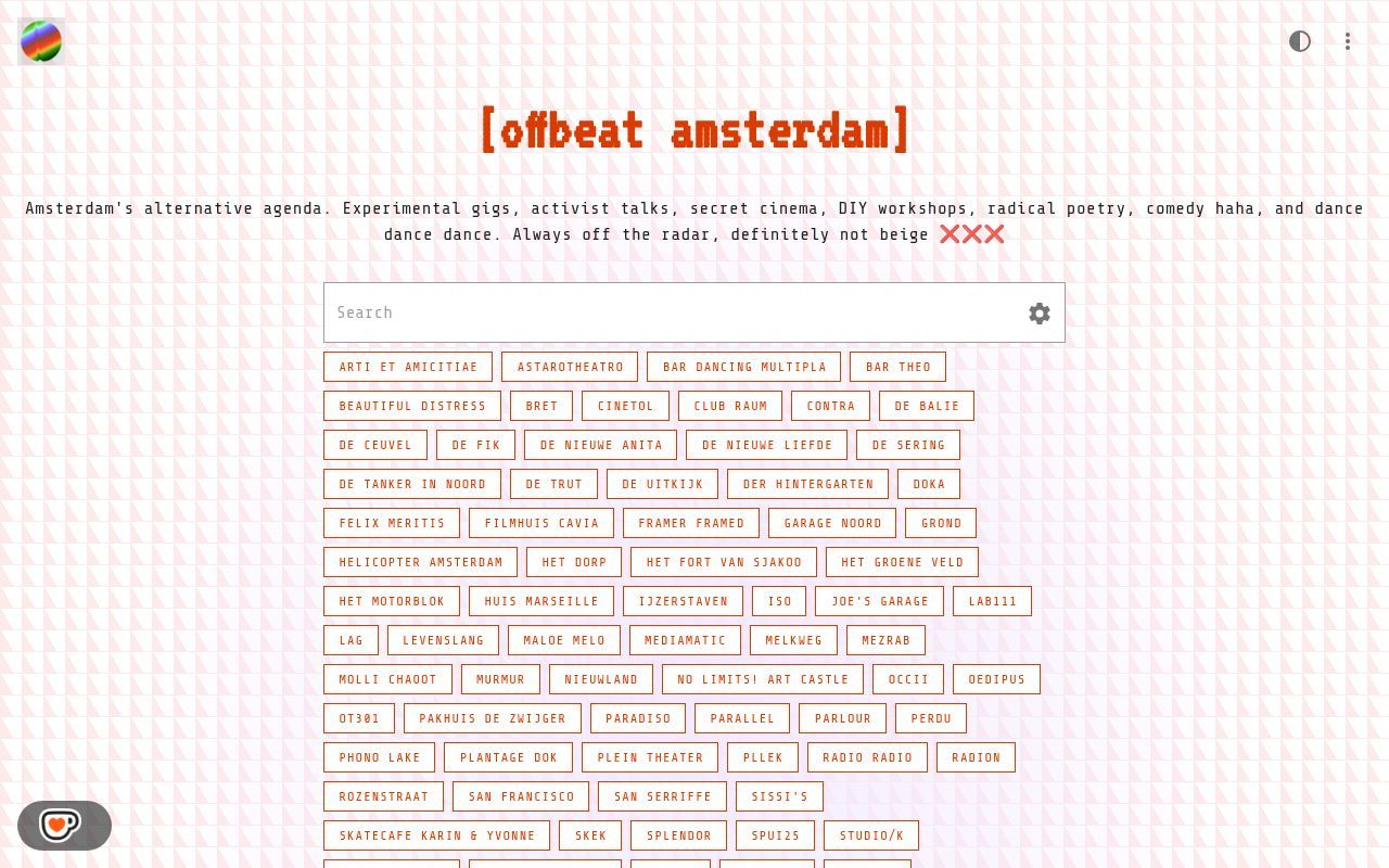 Homepage screenshot of offbeat.amsterdam