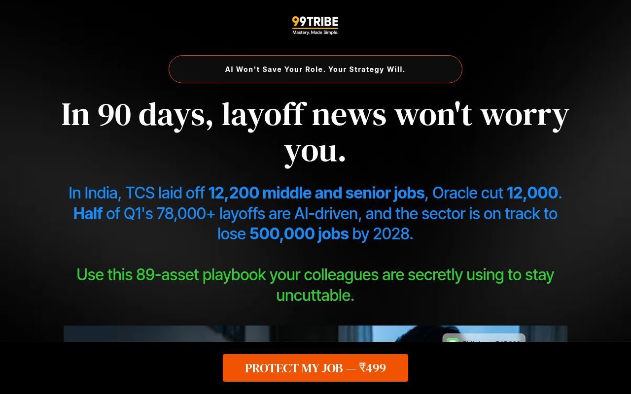 Homepage screenshot of offers.99tribe.com