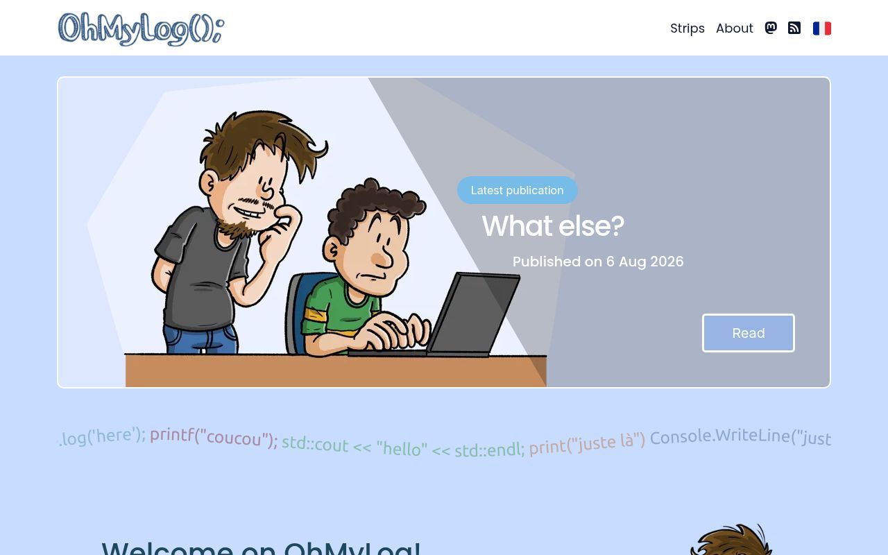 Homepage screenshot of ohmylog.com