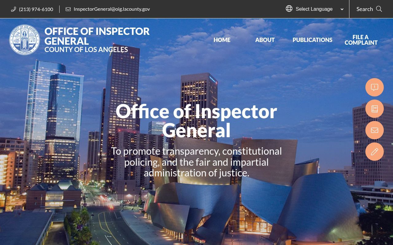 Homepage screenshot of oig.lacounty.gov