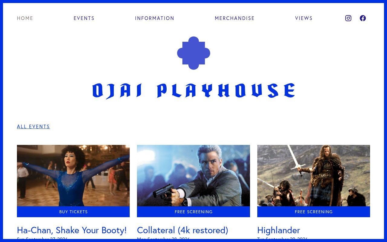Homepage screenshot of ojaiplayhouse.com