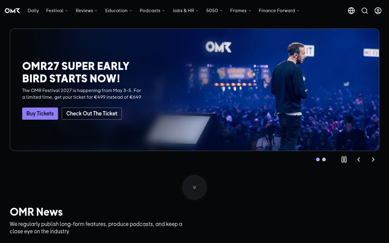 Homepage screenshot of omr.com