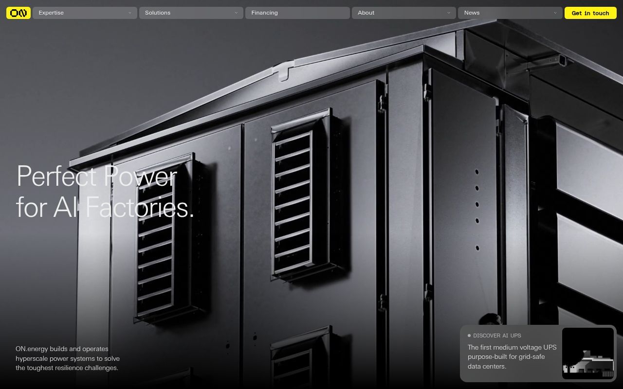 Homepage screenshot of on.energy