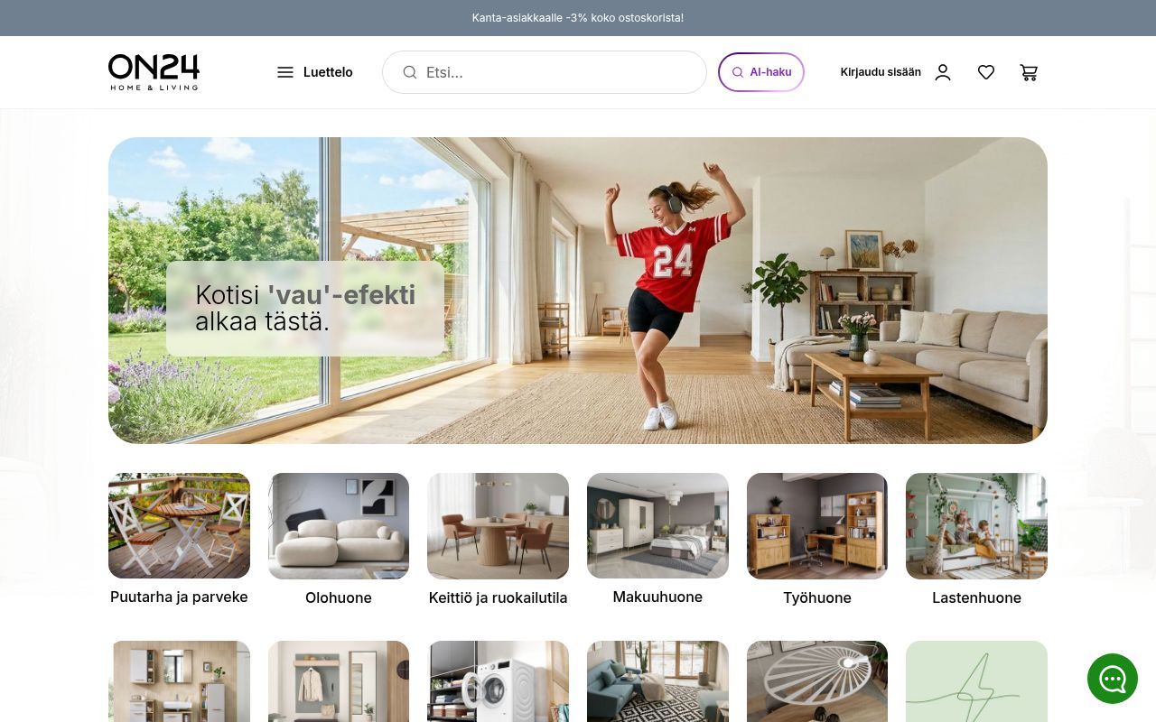 Homepage screenshot of on24.fi