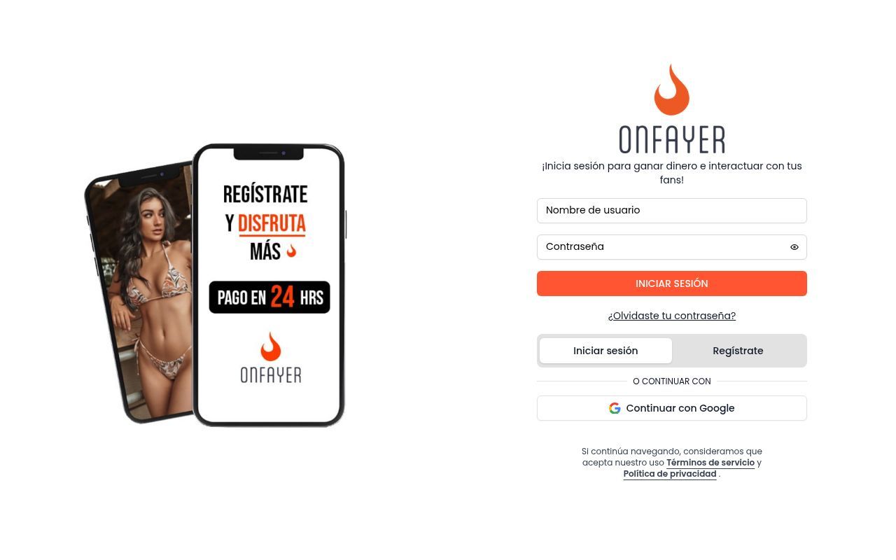 Homepage screenshot of onfayer.com