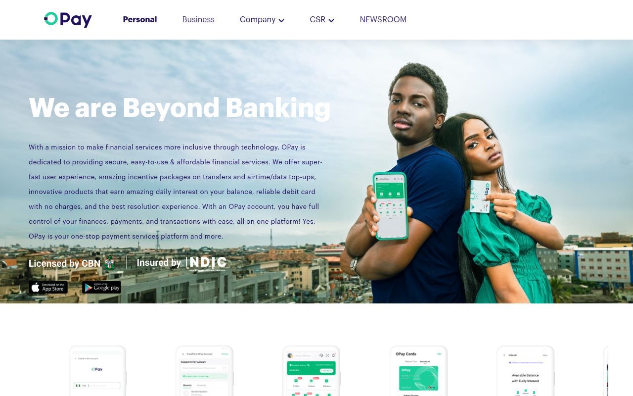 Homepage screenshot of opayweb.com
