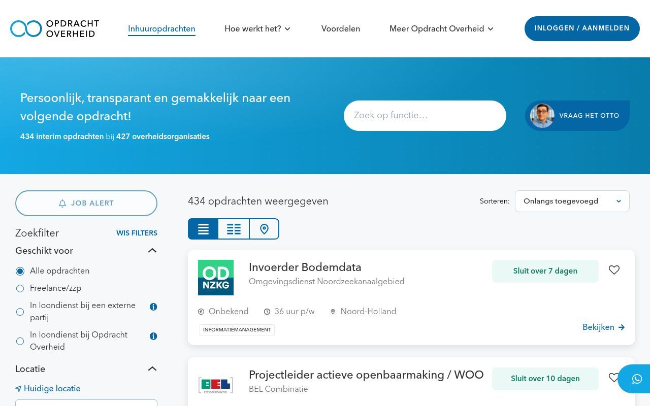 Homepage screenshot of opdrachtoverheid.nl