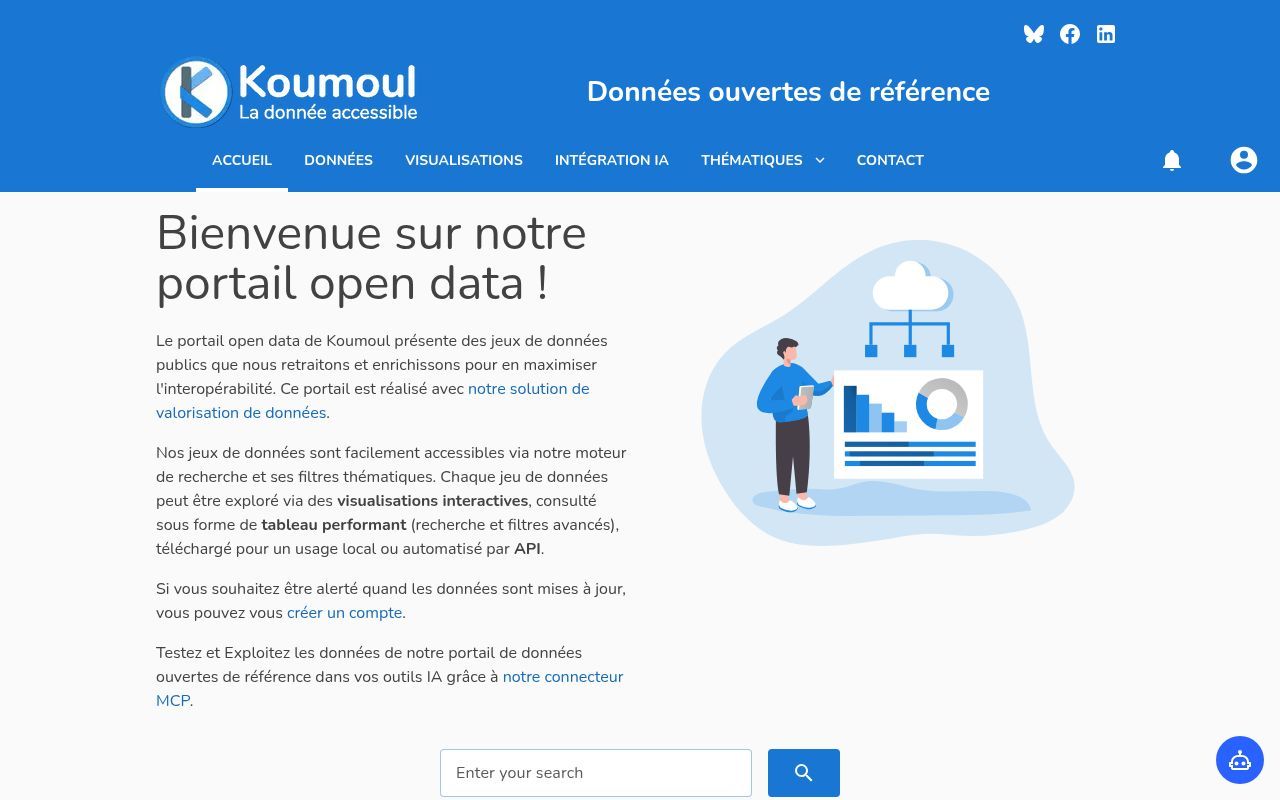 Homepage screenshot of opendata.koumoul.com