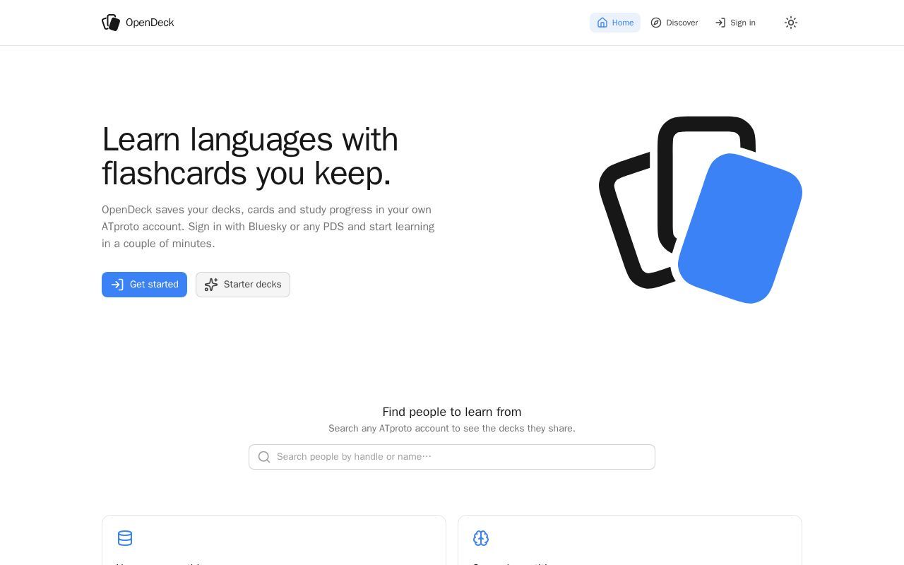 Homepage screenshot of opendeck.space