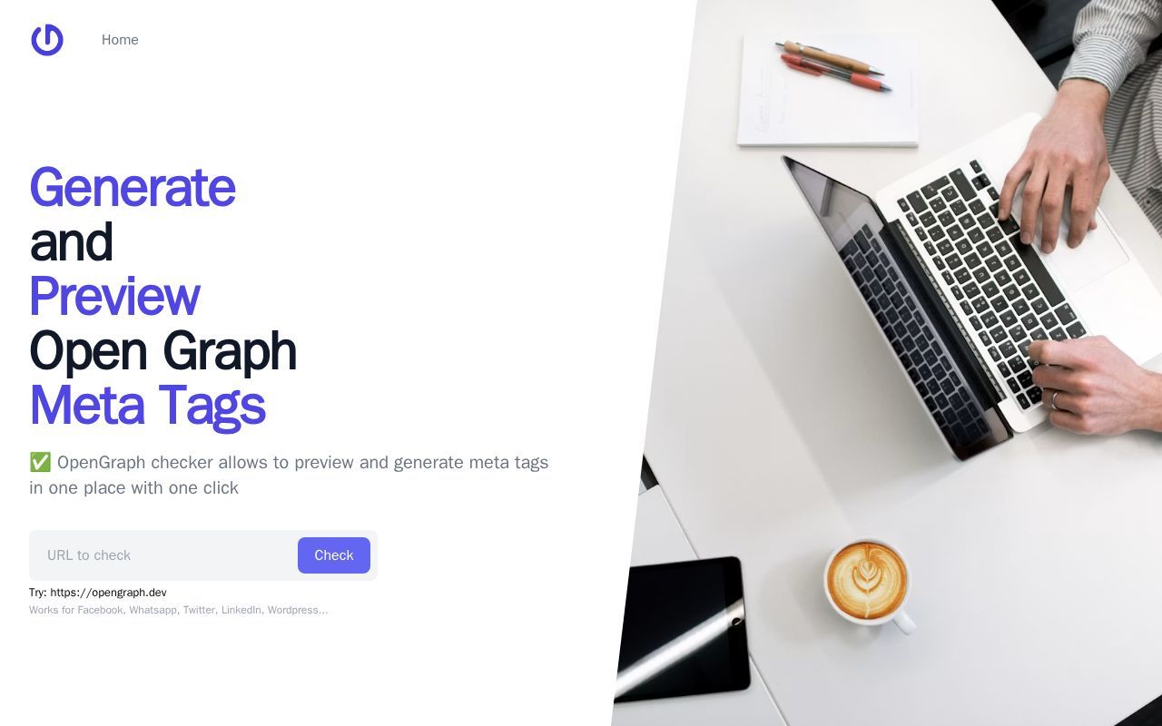 Homepage screenshot of opengraph.dev