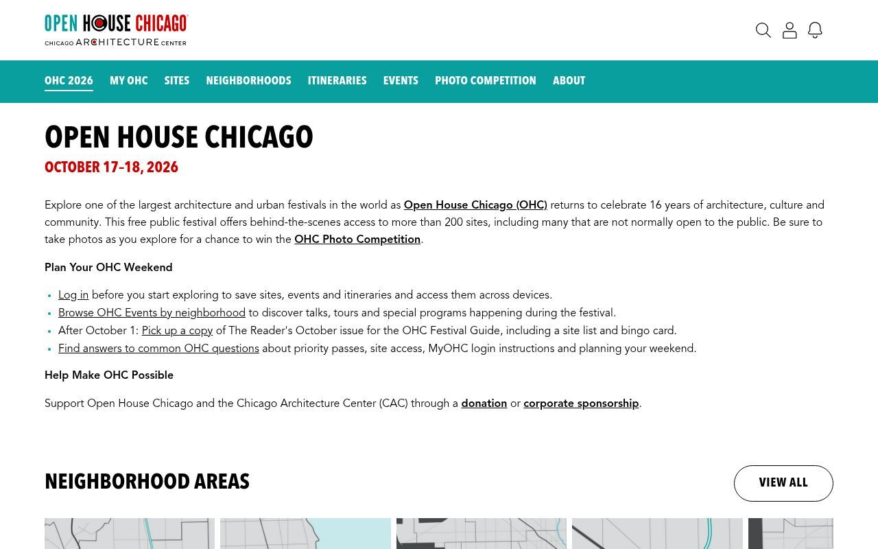 Homepage screenshot of openhousechicago.org