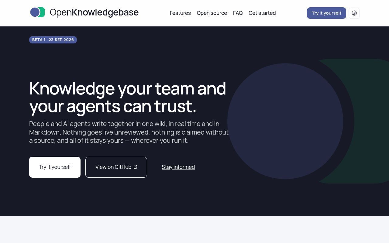 Homepage screenshot of openkb.app