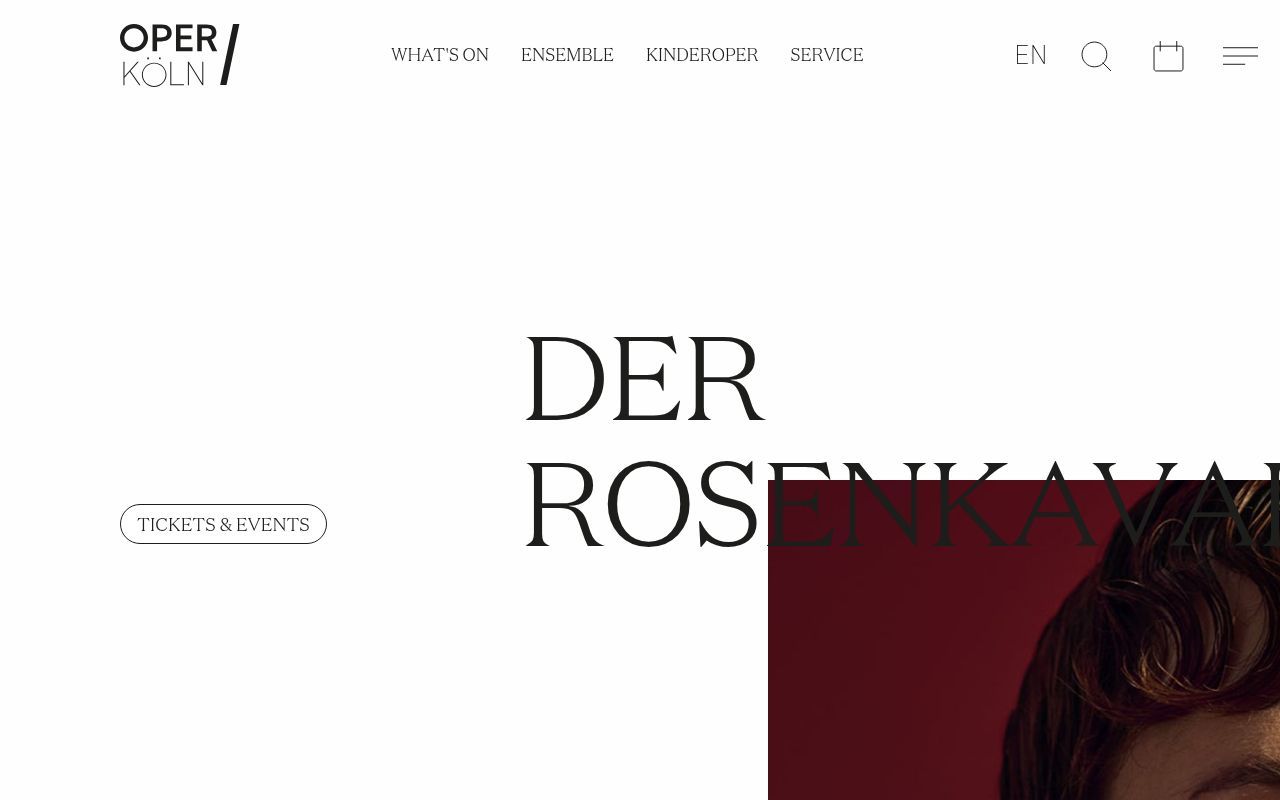 Homepage screenshot of oper.koeln