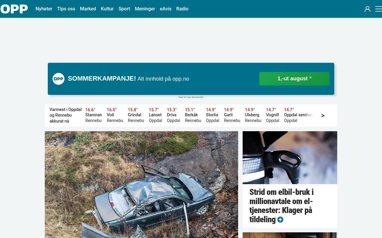 Homepage screenshot of opp.no