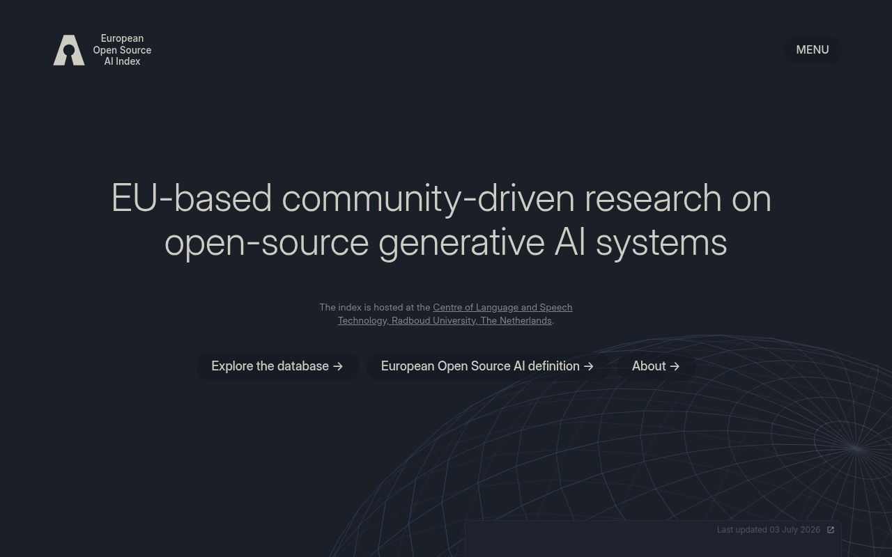 Homepage screenshot of osai-index.eu