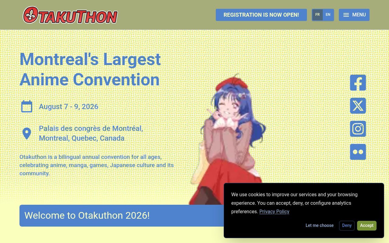Homepage screenshot of otakuthon.com