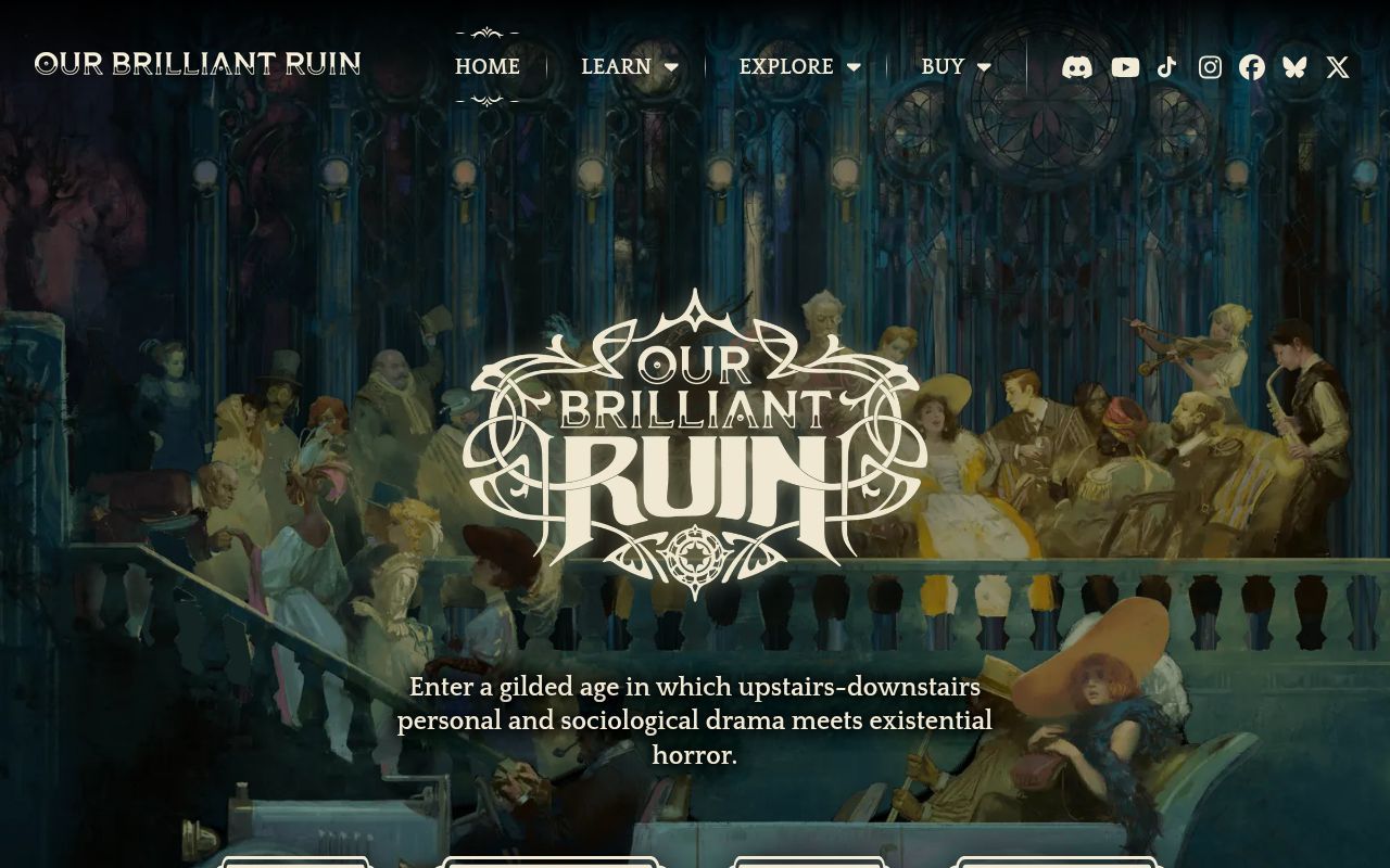 Homepage screenshot of ourbrilliantruin.com