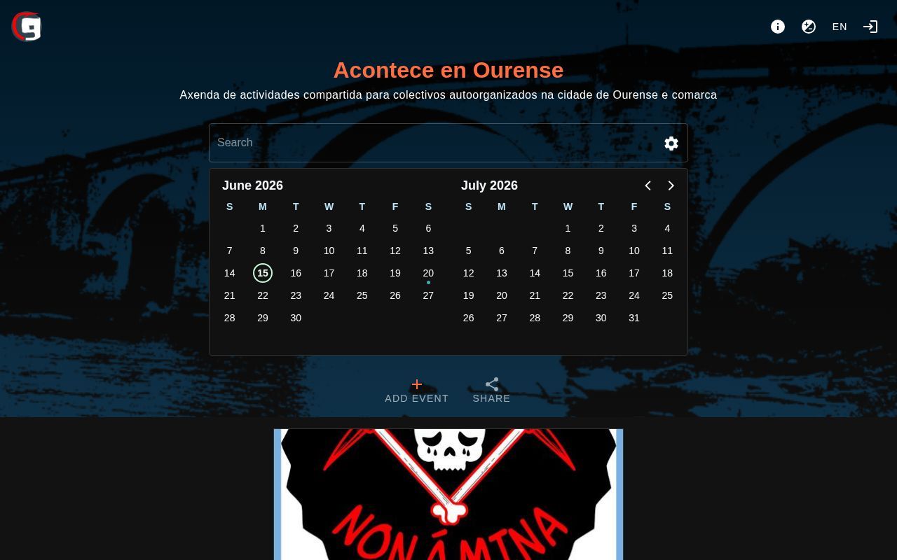 Homepage screenshot of ourense.acontece.gal