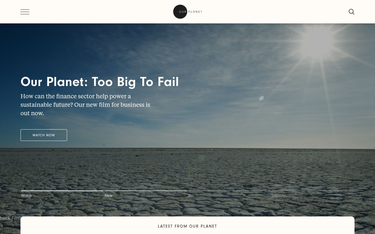 Homepage screenshot of ourplanet.com