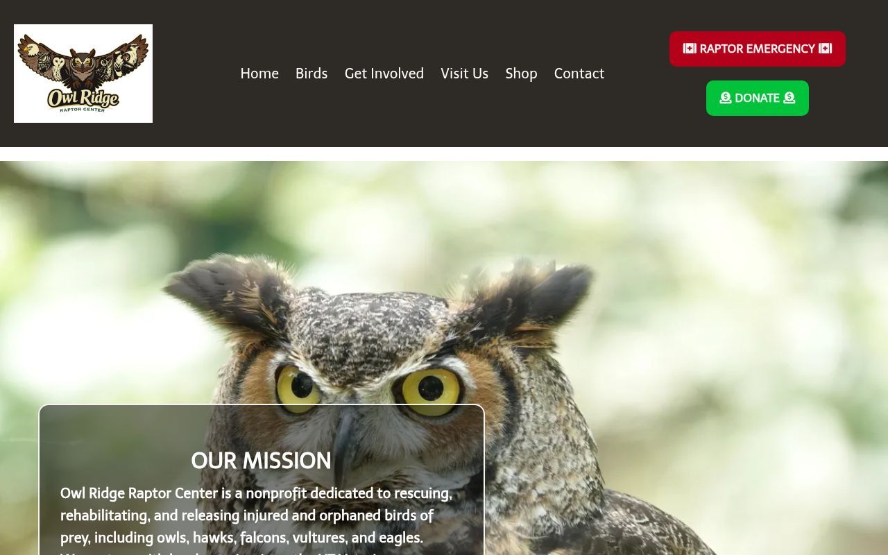 Homepage screenshot of owlridge.org