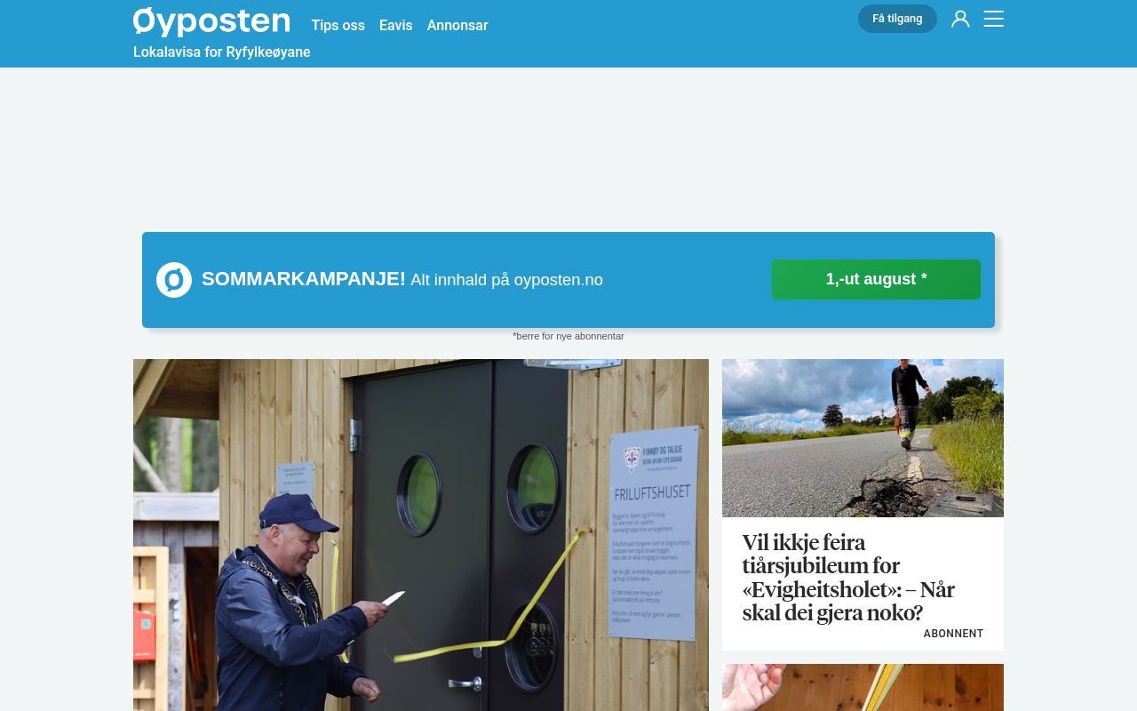 Homepage screenshot of oyposten.no
