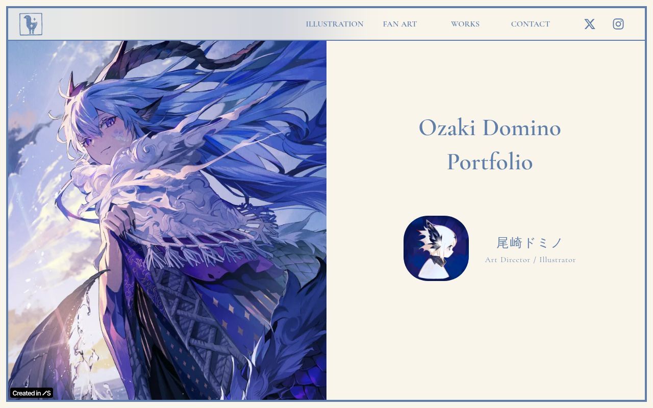 Homepage screenshot of ozakidomino.studio.site